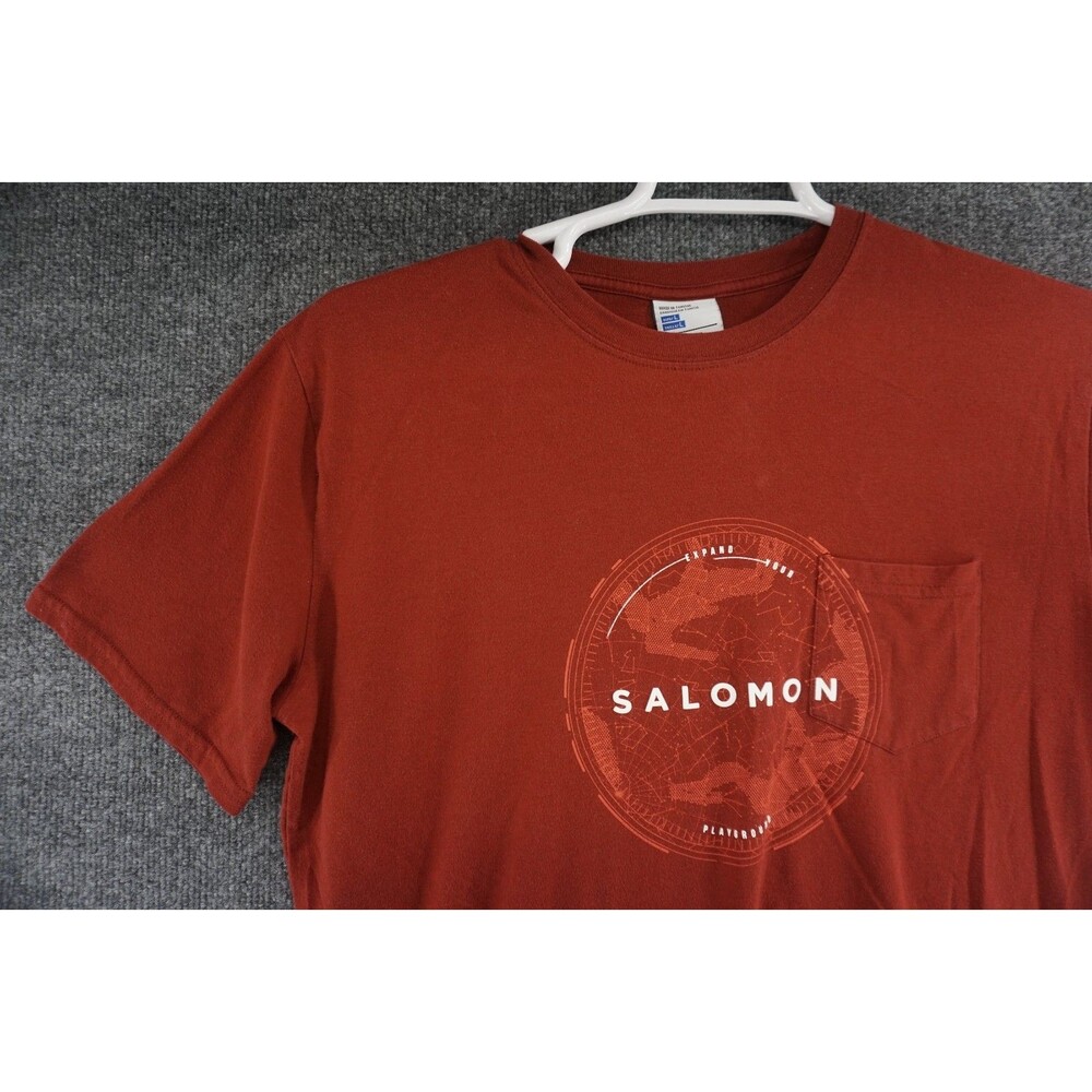 Salomon T Shirt Mens Large Red Short Sleeve Spellout Logo